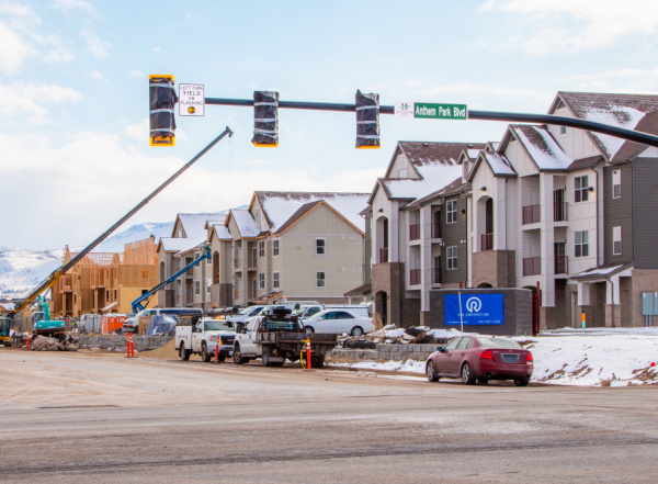 Construction on buildings and roads in the Anthem area of Herriman in 2019
