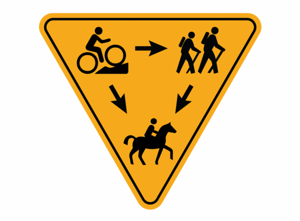 Graphic showing who should yield to others on trails