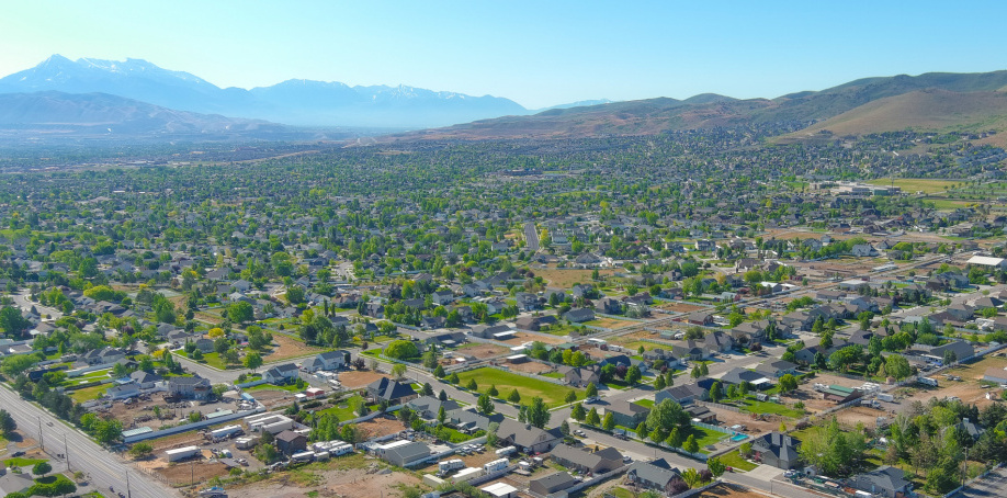 Aerial image looking to the southeast over Herriman residential areas