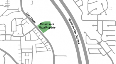 Map showing the Midas Creek Plaza property adjacent to the Herriman Auto Mall project