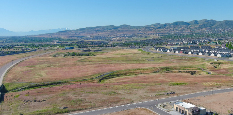 An aerial view of the area where the Herriman Auto Mall will be built