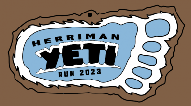 Yeti Run race woodallion design with a yeti foot