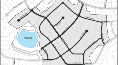 Map showing the Blackridge neighborhood parking permit area